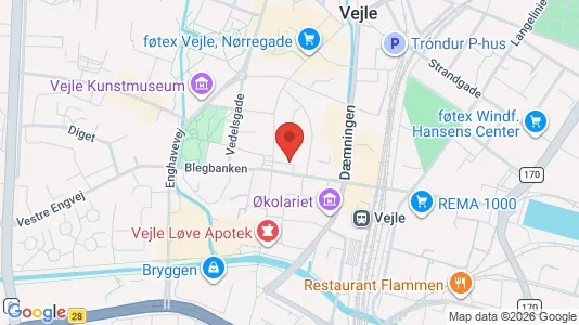 Erhvervslokaler til leje i Vejle Centrum - kort over placeringen