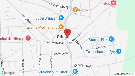Erhvervslokaler til leje i Otterup - kort over placeringen