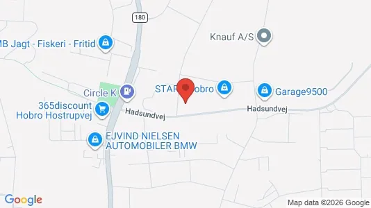 Erhvervslokaler til leje i Hobro - kort over placeringen