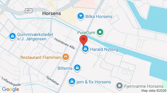 Erhvervslokaler til leje i Horsens - kort over placeringen