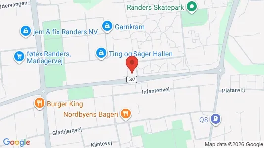 Erhvervslokaler til leje i Randers NØ - kort over placeringen