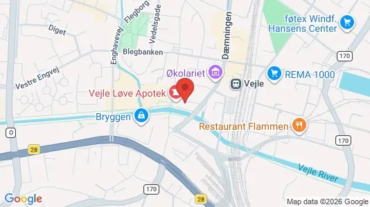 Erhvervslokaler til leje i Vejle Centrum - kort over placeringen