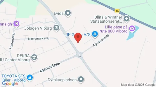 Erhvervslokaler til leje i Viborg - kort over placeringen
