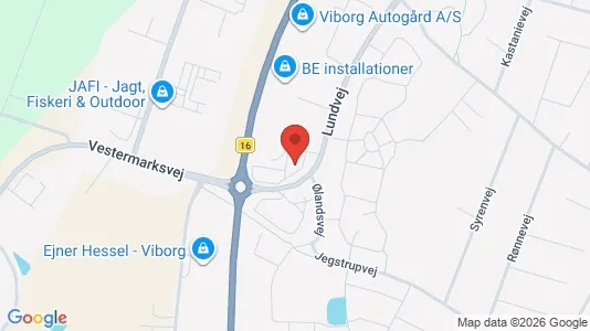Erhvervslokaler til leje i Viborg - kort over placeringen