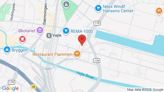 Erhvervslokaler til leje i Vejle Centrum - kort over placeringen