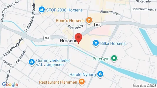 Erhvervslokaler til leje i Horsens - kort over placeringen