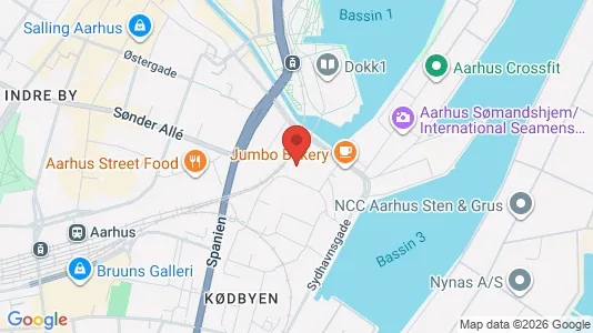 Erhvervslokaler til leje i Århus C - kort over placeringen