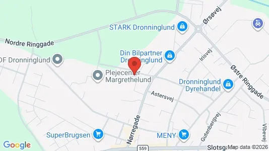 Erhvervslokaler til leje i Dronninglund - kort over placeringen