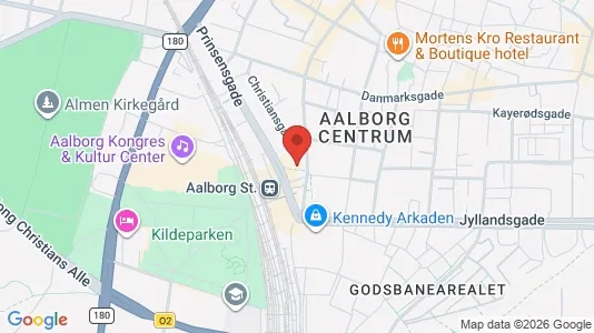 Erhvervslokaler til leje i Aalborg Centrum - kort over placeringen