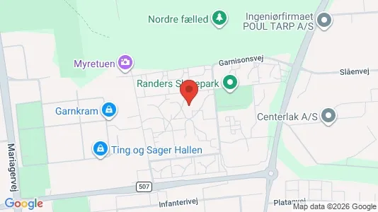Erhvervslokaler til leje i Randers NØ - kort over placeringen