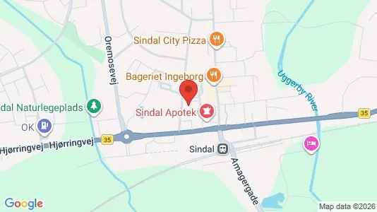 Erhvervslokaler til leje i Sindal - kort over placeringen