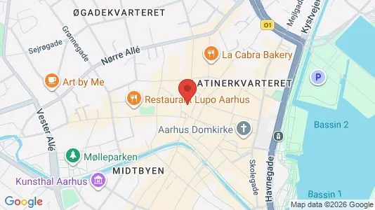 Erhvervslokaler til leje i Århus C - kort over placeringen