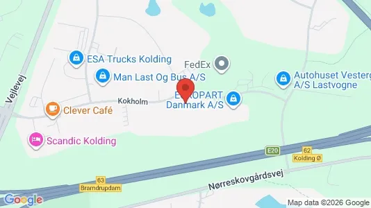 Erhvervslokaler til leje i Kolding - kort over placeringen