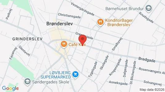 Erhvervslokaler til leje i Brønderslev - kort over placeringen