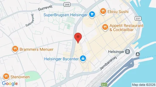 Erhvervslokaler til leje i Helsingør - kort over placeringen