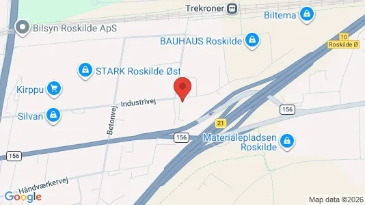 Erhvervslokaler til leje i Roskilde - kort over placeringen