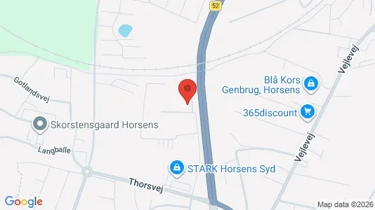 Erhvervslokaler til leje i Horsens - kort over placeringen