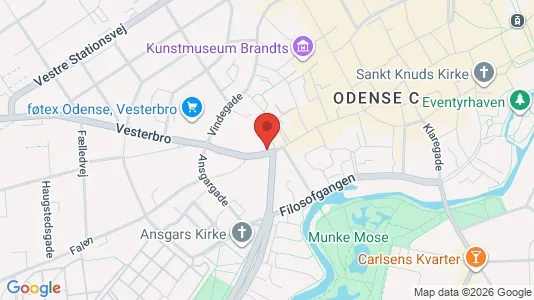 Erhvervslokaler til leje i Odense C - kort over placeringen
