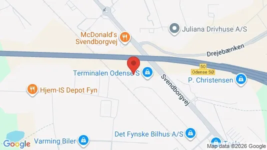 Erhvervslokaler til leje i Odense S - kort over placeringen