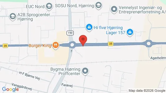 Erhvervslokaler til leje i Hjørring - kort over placeringen