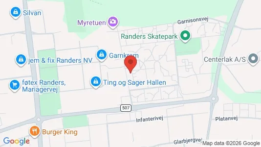 Erhvervslokaler til leje i Randers NØ - kort over placeringen