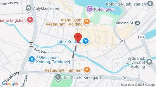 Erhvervslokaler til leje i Kolding - kort over placeringen