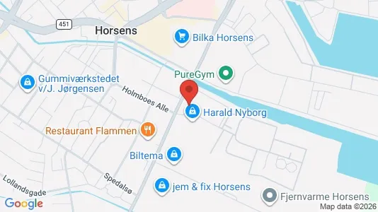 Erhvervslokaler til leje i Horsens - kort over placeringen