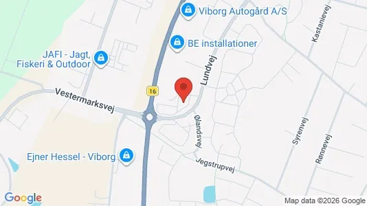 Erhvervslokaler til leje i Viborg - kort over placeringen