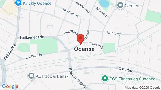 Erhvervslokaler til leje i Odense C - kort over placeringen
