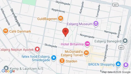 Erhvervslokaler til leje i Esbjerg Centrum - kort over placeringen