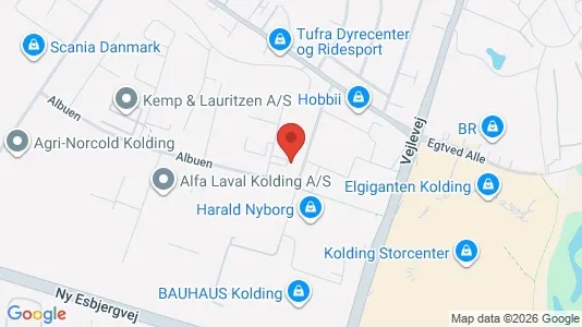 Erhvervslokaler til leje i Kolding - kort over placeringen