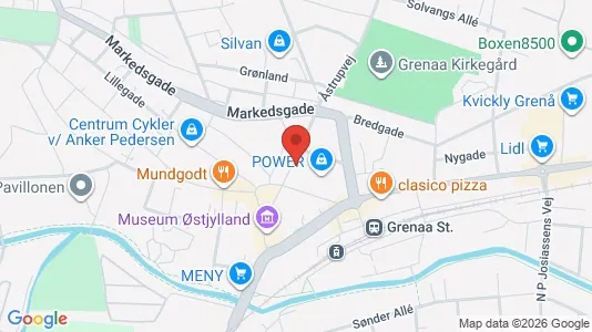 Erhvervslokaler til leje i Grenaa - kort over placeringen