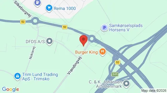 Erhvervslokaler til leje i Horsens - kort over placeringen