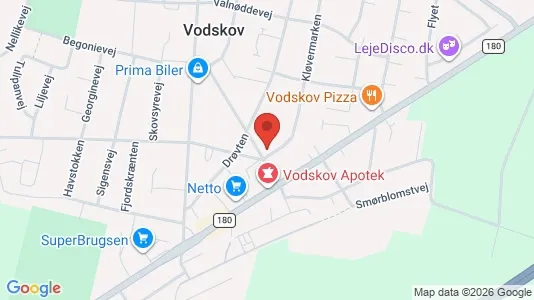 Erhvervslokaler til leje i Vodskov - kort over placeringen