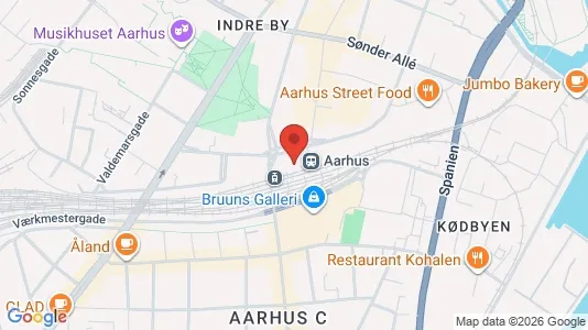 Erhvervslokaler til leje i Århus C - kort over placeringen