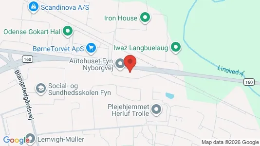 Erhvervslokaler til leje i Odense SØ - kort over placeringen