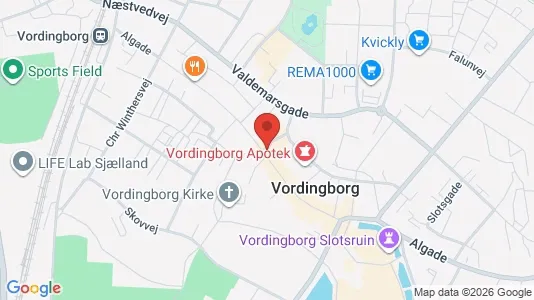 Erhvervslokaler til leje i Vordingborg - kort over placeringen