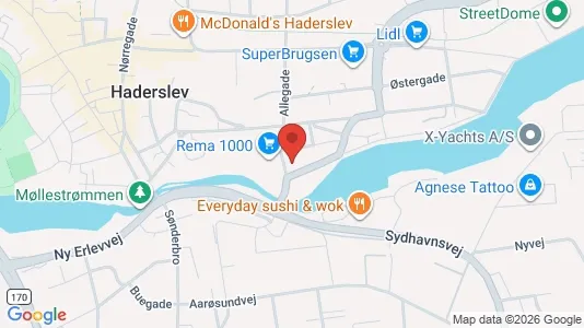 Erhvervslokaler til leje i Haderslev - kort over placeringen