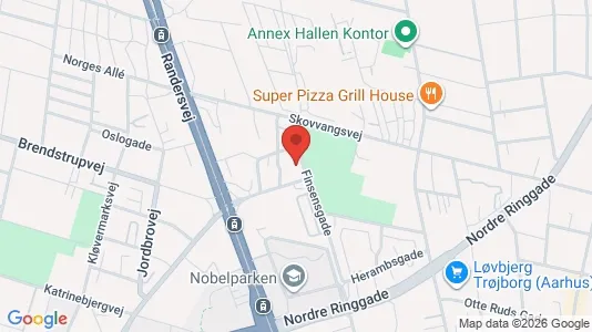 Erhvervslokaler til leje i Århus N - kort over placeringen