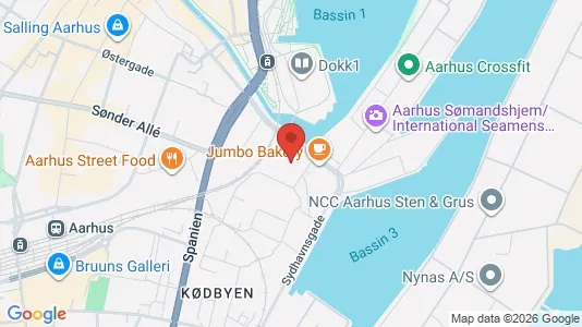Erhvervslokaler til leje i Århus C - kort over placeringen