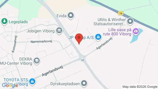 Erhvervslokaler til leje i Viborg - kort over placeringen