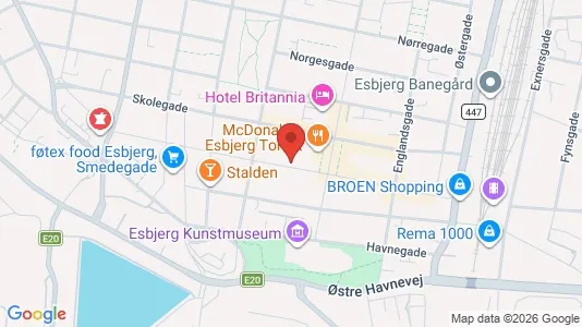 Erhvervslokaler til leje i Esbjerg Centrum - kort over placeringen