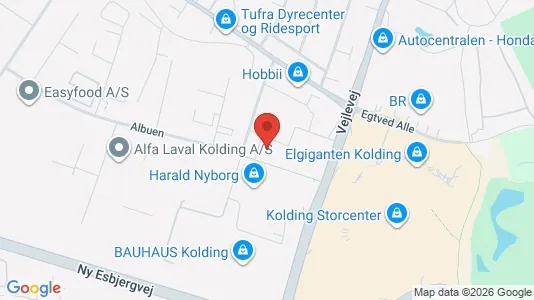 Erhvervslokaler til leje i Kolding - kort over placeringen