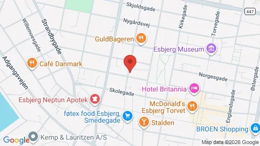 Erhvervslokaler til leje i Esbjerg Centrum - kort over placeringen