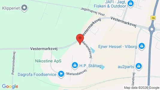 Erhvervslokaler til leje i Viborg - kort over placeringen