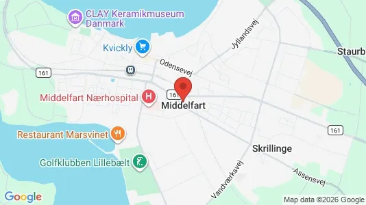 Erhvervslokaler til leje i Middelfart - kort over placeringen