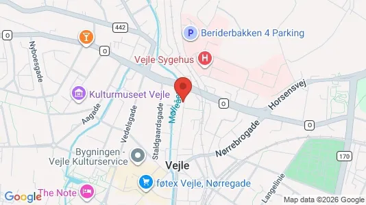 Erhvervslokaler til leje i Vejle Centrum - kort over placeringen