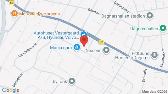 Værkstedslokaler til leje i Horsens - kort over placeringen