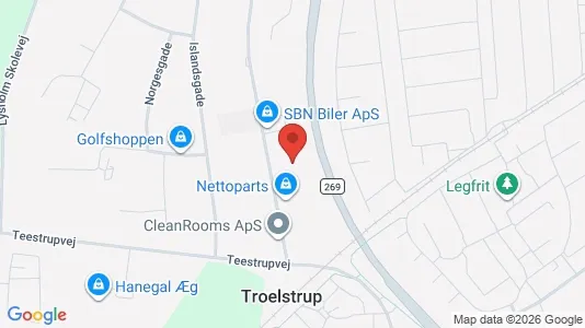 Erhvervslokaler til leje i Haslev - kort over placeringen