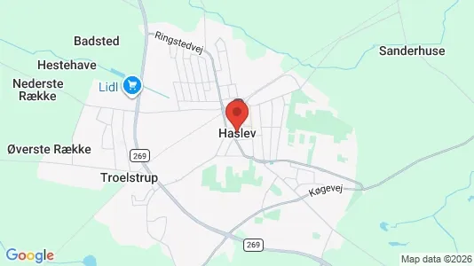 Kontorlokaler til leje i Haslev - kort over placeringen